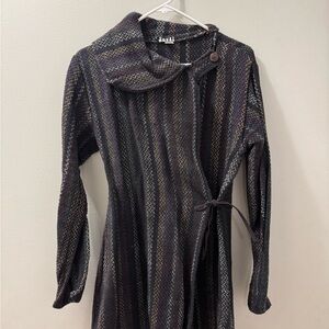 Jayli Black Multicolor Zigzag Long Sleeve Wrap Jacket